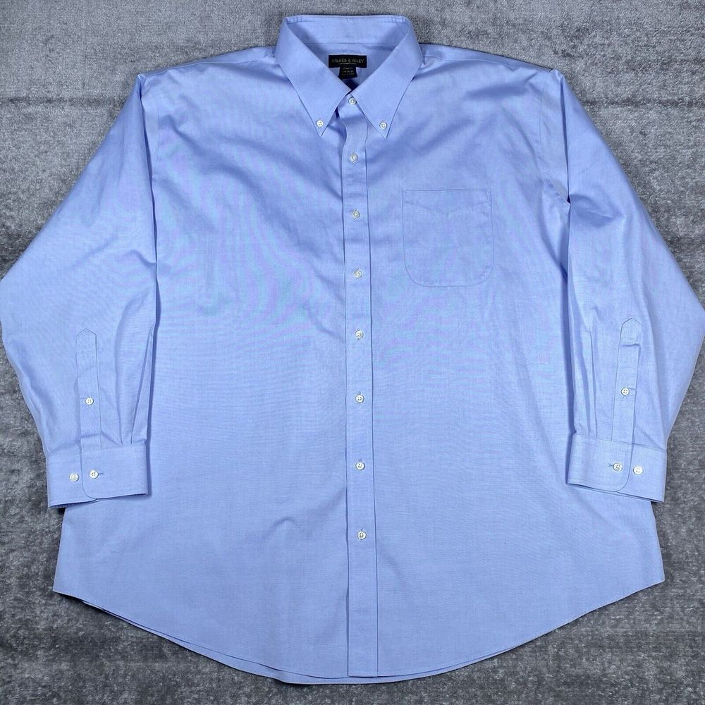 Wilkes & Riley Shirt Men's 19x34/35 Blue Long Sleeve Supima‎ Cotton Button Up - Picture 2 of 7